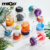 miGo 玻璃杯带盖带把手杯子大容量耐热防爆高级感透明水杯女