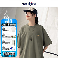 nautica white sail 白帆×gorpcore日系男女同款宽松亲肤舒适休闲短袖圆领T恤TW4136 石灰绿3DE M