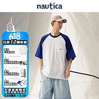 nautica white sail 白帆×CityBoy 宽松休闲全棉拼接短袖T恤TW4249 白色1BW L