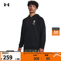 安德玛 UNDERARMOUR）Rose男子高克重棉织训练运动连帽卫衣1379688 黑色001 L