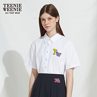 TEENIE WEENIE 小熊夏季短袖女学院风宽松休闲衬衫女 白色 160/S
