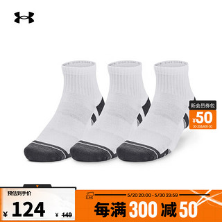 安德玛 UNDERARMOUR）Performance男女情侣棉质训练运动短筒袜子-3双装1379528 白色100 L