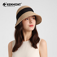 KENMONT 卡蒙 加密编织防晒草帽女夏季可折叠新款显脸小遮阳渔夫帽防紫外线