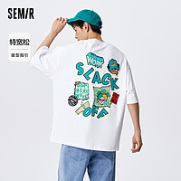 Semir 森马 短袖T恤男夏季中性风上衣潮流个性印花街头感oversize情侣装