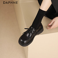 DAPHNE 达芙妮 厚底乐福鞋女2024新款夏季女鞋黑色英伦风小皮鞋女复古单鞋