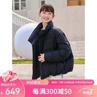 坦博尔短款羽绒服女士时尚蓬松立领轻软舒适小个子保暖秋冬外套TB233350