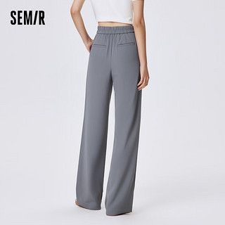 Semir【凉感】森马休闲裤女易打理西裤小心机夏垂感高腰阔腿裤 冷灰20508 160/66A/M