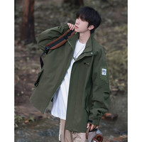 凡衣侬 日系cityboy冲锋上衣男春秋冬季潮牌美式复古外套男宽松休闲夹克 DSA102-Q2125 军绿 3XL