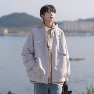凡衣侬 日系cityboy冲锋上衣男春秋冬季潮牌美式复古外套男宽松休闲夹克 DSA425-W6110 石膏白 M