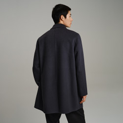 peacebird太平鸟男装太平鸟男装单排扣西装领深灰毛呢大衣男b1aad4212