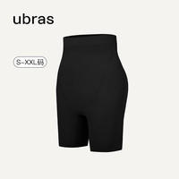 ubras人鱼腰收腹提臀四分裤纯棉抗菌裆超高腰高弹塑身打底裤 黑色XXL 四分裤-黑色