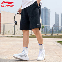 LI-NING 李宁 短裤男休闲裤子运动裤夏季2024年新款服饰透气男士外穿跑步裤 基础黑 L