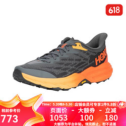 HOKA ONE ONE ONEHOKA 男鞋Speedgoat5越野网面减震透气跑步鞋宽楦 CFLM-城堡黑/火焰红-宽版 8