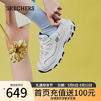 SKECHERS 斯凯奇 女鞋小白熊女士休闲鞋子厚底增高百搭运动软底老爹鞋女99999863 白色/海军蓝色/WNV 37