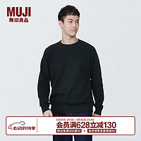 无印良品（MUJI）男式 可水洗棱纹织圆领毛衣 针织衫 AA0QEA4S 黑色 S (165/84A)