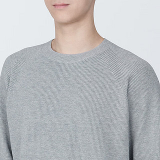 无印良品（MUJI）男式 可水洗棱纹织圆领毛衣 针织衫 AA0QEA4S 灰色 M (170/92A)