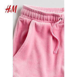 H&M2024夏季童装女童柔软可爱丝绒松紧腰短裤1237424 自然白 110/50