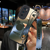 彩汀 防摔 华为P40Pro+手机壳+腕带挂绳 硅胶+PC+超纤 炫酷黑