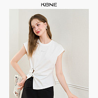KBNE 卡贝奈尔 纯棉短袖t恤女 设计感 本白