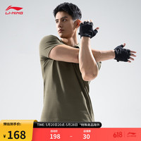LI-NING 李宁 短袖POLO男24春夏系列纯色简约挺括耐穿LOGO上衣APLU117 军帆绿-7 M