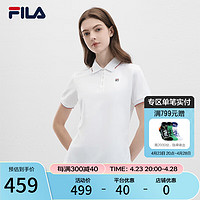 FILA 斐乐女子针织短袖POLO衫2024夏季休闲修身商务上衣 标准白-WT 155/76A/XS