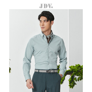 杰帝梵（J.D.V）男装春秋薄荷绿舒适经典系扣领百搭修身长袖正装衬衫 薄荷绿 180/100A
