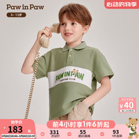 PawinPaw卡通小熊童装2024年夏季新款男童polo领儿童短袖T恤休闲 Green绿色/40 1