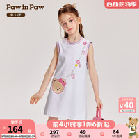 PawinPaw卡通小熊童装2024年夏季女童针织连衣裙 Ivory象牙色/39 090