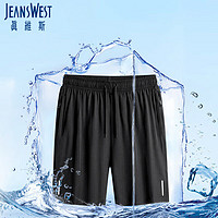 JEANSWEST 真维斯 短裤男夏季五分裤子男运动冰丝裤宽松凉感潮流百搭黑色XL