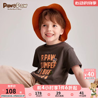 PawinPaw卡通小熊童装2024年夏季新款男童印花儿童休闲短袖T恤 Charcoal60/炭黑色