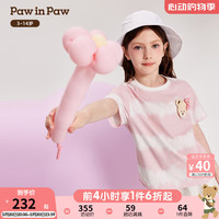 PawinPaw卡通小熊童装2024年夏季新款女童短袖 T Pink粉红色/25 1