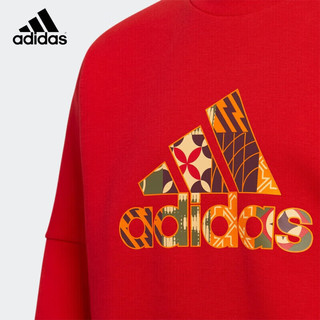 阿迪达斯 （adidas）童装春季运动服本命年红配色舒适圆领套头衫 HC2729 A116码