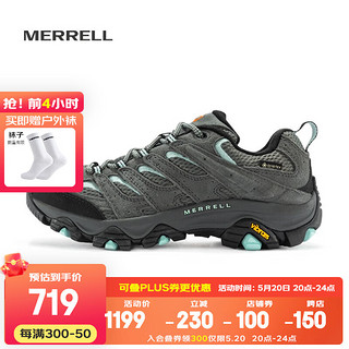 MERRELL 迈乐 男女款户外越野徒步鞋MOAB GTX防水透气防滑抓地耐磨登山鞋 J036318灰蓝-3 GTX女款 37