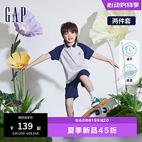 GapGap男童2024夏季吸湿速干短袖T恤短裤两件套儿童装套装890531 海军蓝 130cm (S)亚洲尺码