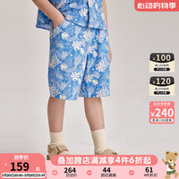 PawinPaw卡通小熊童装2024年夏季男童满印儿童短裤休闲度假风 Blue蓝色/50 120cm