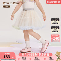 PawinPaw卡通小熊童装2024年夏季女宝短裙 Ivory象牙色/39 130cm