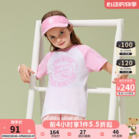 PawinPaw卡通小熊童装2024年夏季男女童短袖 T Pink粉红色/25 090