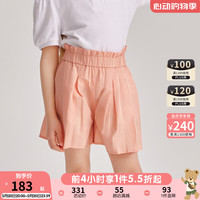 PawinPaw卡通小熊童装2024年夏季女童短裤松紧花苞腰可爱 Orange橘黄色/80 120cm