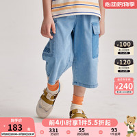 PawinPaw卡通小熊童装2024年夏季男童裤子儿童七分牛仔裤时尚 Indigo牛仔蓝色/55 120cm
