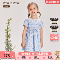 PawinPaw卡通小熊童装2024年夏季女宝梭织连衣裙 Blue蓝色/50 100