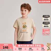 PawinPaw卡通小熊童装2024年夏季男女童儿童印花短袖T恤透气 Beige米色/35 140cm