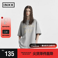 英克斯（inxx）潮牌水墨提花主题短袖T恤夏季男女同款APE2010689 灰色 S