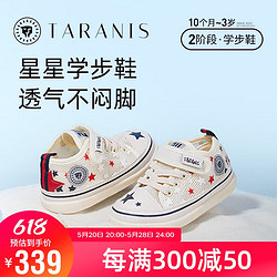 TARANIS 泰兰尼斯 211夏季男童鞋学步鞋宝宝鞋子机能鞋女童软底婴儿鞋 白蓝 20码