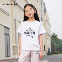 Converse匡威儿童装女童短袖T恤2024夏季中大童夏装纯棉上衣CNVG-TE-G124 纯白色 1