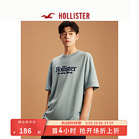 HOLLISTER24夏季美式宽松短款短袖图案T恤男女KI323-4026 石板蓝 XS(170/84A)