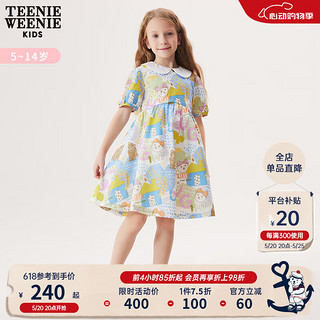 Teenie Weenie Kids小熊童装女童24年夏款满印娃娃领短袖连衣裙 撞色 1