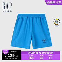 Gap男童2024夏季吸湿速干logo直筒松紧短裤运动休闲裤466758 蓝色 110cm(4-5岁) 亚洲尺码