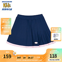 Skechers斯凯奇童装女童针织短裙儿童夏季户外运动休闲透气裙子L224G055 蔚蓝色/00QP 130cm