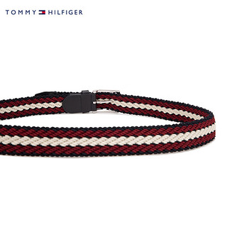 TOMMY HILFIGER【休闲百搭】24春夏男时尚小标针扣弹力织腰带12243 红白黑拼接XJS 1个 100cm