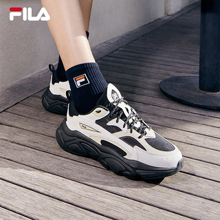 FILA 斐乐女鞋MARS 1S复古运动鞋2024夏火星鞋休闲跑步鞋 黑/雪白-BS 38